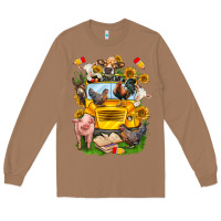 Toasted Coconut farm animals with school bus Long Sleeve Tee - NancyCooperArtShop