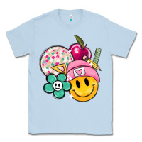 Dusty Blue smiley face and school elementary Classic Tee - MaliasSmallBusiness