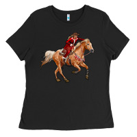 Black Western Christmas Cowgirl On The Horse Ladies Tee - RanaPortraitStore