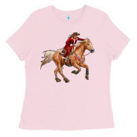 Bubblegum Pink Western Christmas Cowgirl On The Horse Ladies Tee - RanaPortraitStore