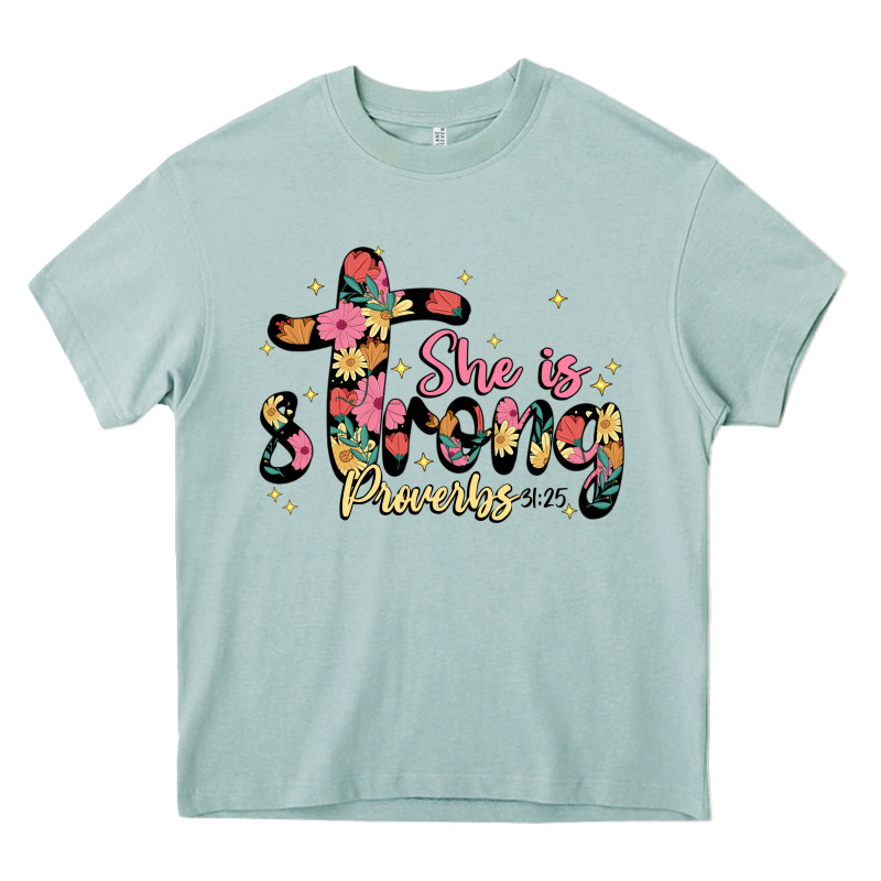 She Is Strong Proverbs 31 25 Heavy Core Tee by JahusDesignShop | Teevron