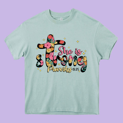 She Is Strong Proverbs 31 25 Heavy Core Tee Designed By Jahusdesignshop