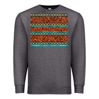 Charcoal Heather tooled leather and aztec Premium Sweatshirt - TumblerDesignByShophia