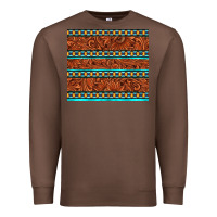 Chestnut tooled leather and aztec Premium Sweatshirt - TumblerDesignByShophia
