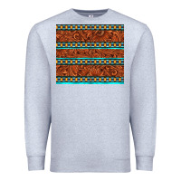 Heather Grey tooled leather and aztec Premium Sweatshirt - TumblerDesignByShophia