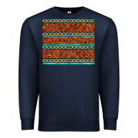 Navy tooled leather and aztec Premium Sweatshirt - TumblerDesignByShophia