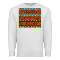 Oatmeal Heather tooled leather and aztec Premium Sweatshirt - TumblerDesignByShophia