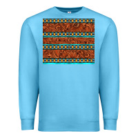 Ocean Blue tooled leather and aztec Premium Sweatshirt - TumblerDesignByShophia