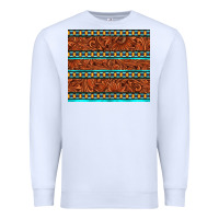 White tooled leather and aztec Premium Sweatshirt - TumblerDesignByShophia