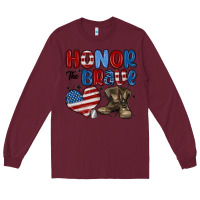 Burgundy honor the brave Long Sleeve Tee - MaliasSmallBusiness