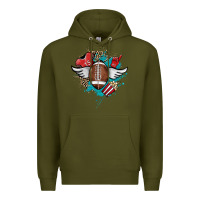 Army Green Football ball leopard glitter Premium Hoodie - HowdyJamesFarm