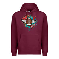Burgundy Football ball leopard glitter Premium Hoodie - HowdyJamesFarm