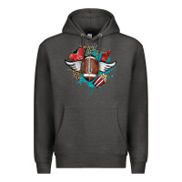 Charcoal Heather Football ball leopard glitter Premium Hoodie - HowdyJamesFarm