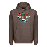 Coffee Football ball leopard glitter Premium Hoodie - HowdyJamesFarm