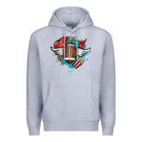 Heather Grey Football ball leopard glitter Premium Hoodie - HowdyJamesFarm