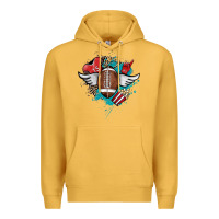 Mustard Football ball leopard glitter Premium Hoodie - HowdyJamesFarm