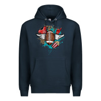 Navy Football ball leopard glitter Premium Hoodie - HowdyJamesFarm