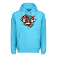 Ocean Blue Football ball leopard glitter Premium Hoodie - HowdyJamesFarm