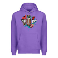 Purple Football ball leopard glitter Premium Hoodie - HowdyJamesFarm