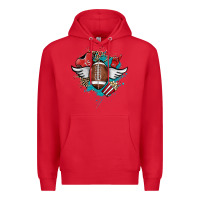 Red Football ball leopard glitter Premium Hoodie - HowdyJamesFarm