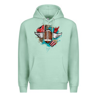 Seafoam Football ball leopard glitter Premium Hoodie - HowdyJamesFarm