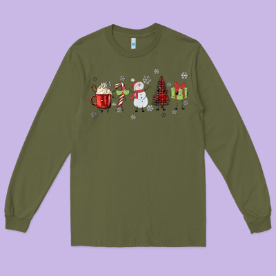 Cartoon Christmas Characters Long Sleeve Tee Designed By Maliassmallbusiness
