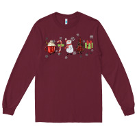 Burgundy Cartoon Christmas Characters Long Sleeve Tee - MaliasSmallBusiness
