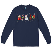 Navy Cartoon Christmas Characters Long Sleeve Tee - MaliasSmallBusiness