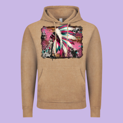 Indian Headdress Valentine's Day Vintage Hoodie Designed By Jasminsmagicworld