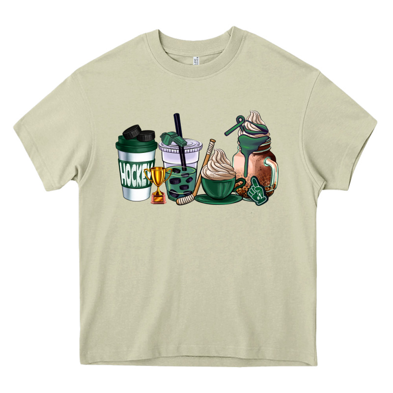 Hunter Green Hockey Coffee Cups Heavy Core Tee by AdoDesignShop | Teevron