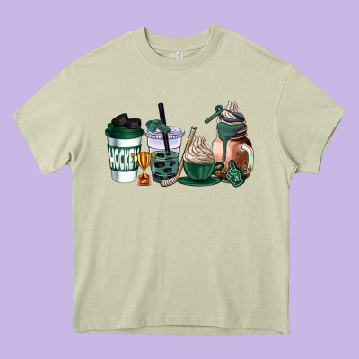 Hunter Green Hockey Coffee Cups Heavy Core Tee Designed By Adodesignshop