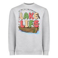 Heather Grey lake life Heavyweight Sweatshirt - MaliasSmallBusiness