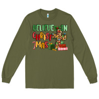 Army Green believe in christmas Long Sleeve Tee - MaliasSmallBusiness