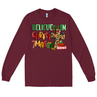 Burgundy believe in christmas Long Sleeve Tee - MaliasSmallBusiness
