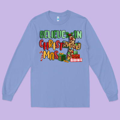 Believe In Christmas Long Sleeve Tee Designed By Maliassmallbusiness