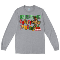 Heather Grey believe in christmas Long Sleeve Tee - MaliasSmallBusiness