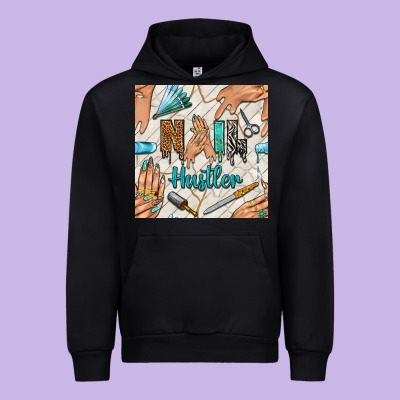 Hail Hustler And Nail Art Hands With Glitter Polish Seamless Pattern B Urban Hoodie Designed By Bundleandbundleshop