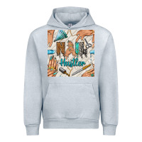 Heather Grey hail hustler and nail art hands with glitter polish seamless pattern b Urban Hoodie - BundleAndBundleShop