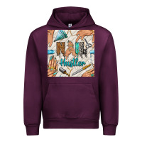 Mauve Wine hail hustler and nail art hands with glitter polish seamless pattern b Urban Hoodie - BundleAndBundleShop