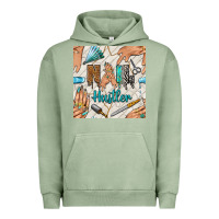 Pigment Oil Green hail hustler and nail art hands with glitter polish seamless pattern b Urban Hoodie - BundleAndBundleShop