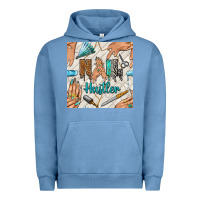 Pigment Pebble Blue hail hustler and nail art hands with glitter polish seamless pattern b Urban Hoodie - BundleAndBundleShop