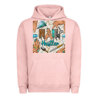 Pigment Salmon hail hustler and nail art hands with glitter polish seamless pattern b Urban Hoodie - BundleAndBundleShop