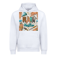 White hail hustler and nail art hands with glitter polish seamless pattern b Urban Hoodie - BundleAndBundleShop