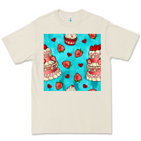 Bone valentines day cake and strawberries seamless pattern Premium Tee - BundleAndBundleShop
