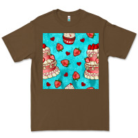 Cacao valentines day cake and strawberries seamless pattern Premium Tee - BundleAndBundleShop