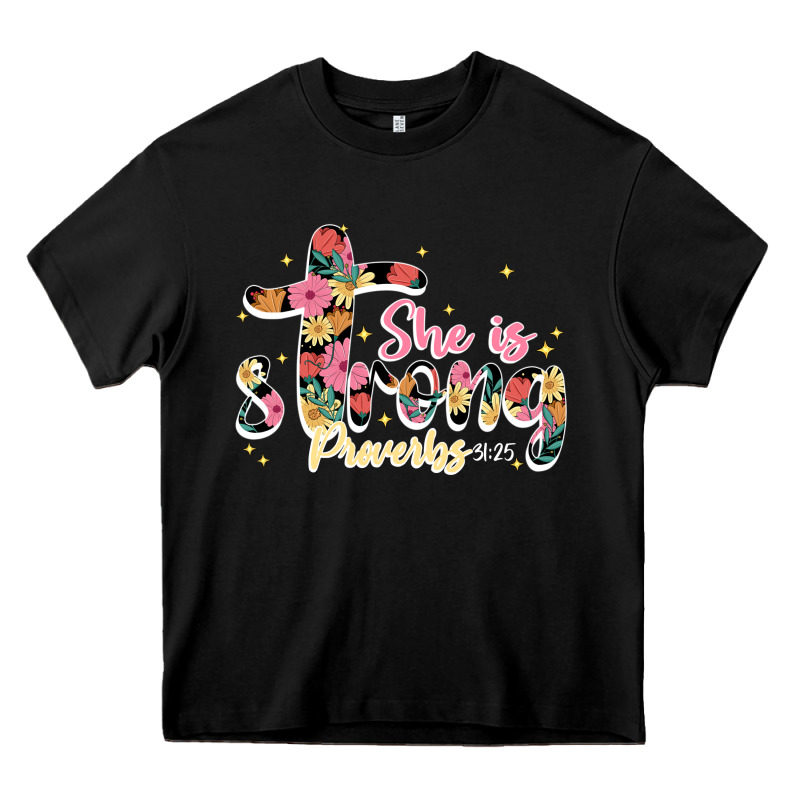 She Is Strong Proverbs 31 25 Heavy Core Tee by JahusDesignShop | Teevron