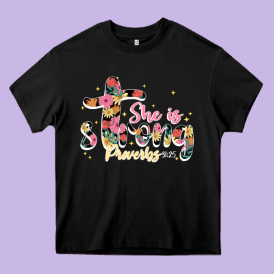 She Is Strong Proverbs 31 25 Heavy Core Tee Designed By Jahusdesignshop