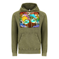 Vintage Olive coconut drink with sunglasses Vintage Hoodie - Jasminsmagicworld