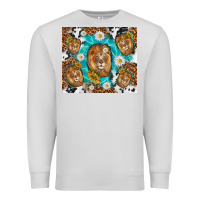 Dove Grey lion with leopard and cowhide pattern Premium Sweatshirt - TumblerDesignByShophia