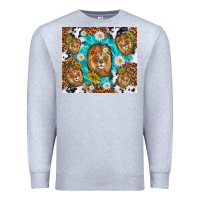 Heather Grey lion with leopard and cowhide pattern Premium Sweatshirt - TumblerDesignByShophia